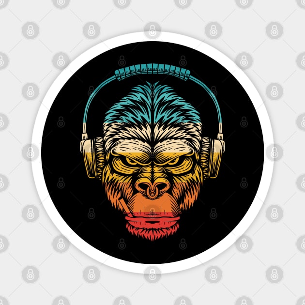 Monkey Music Retro Magnet by Rise And Design